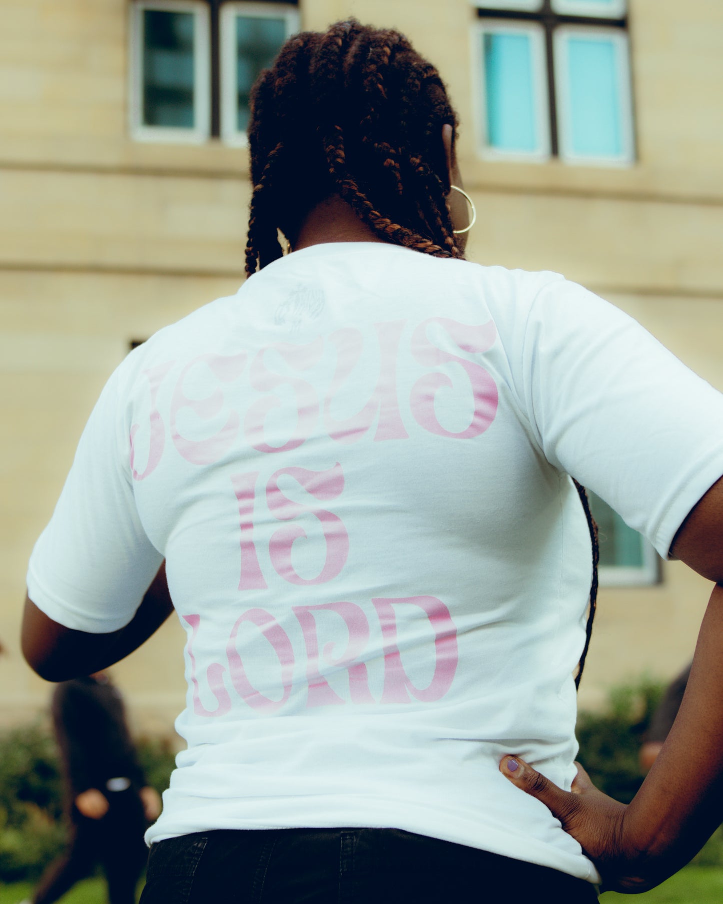 Jesus Is Lord Tee - Pink & White