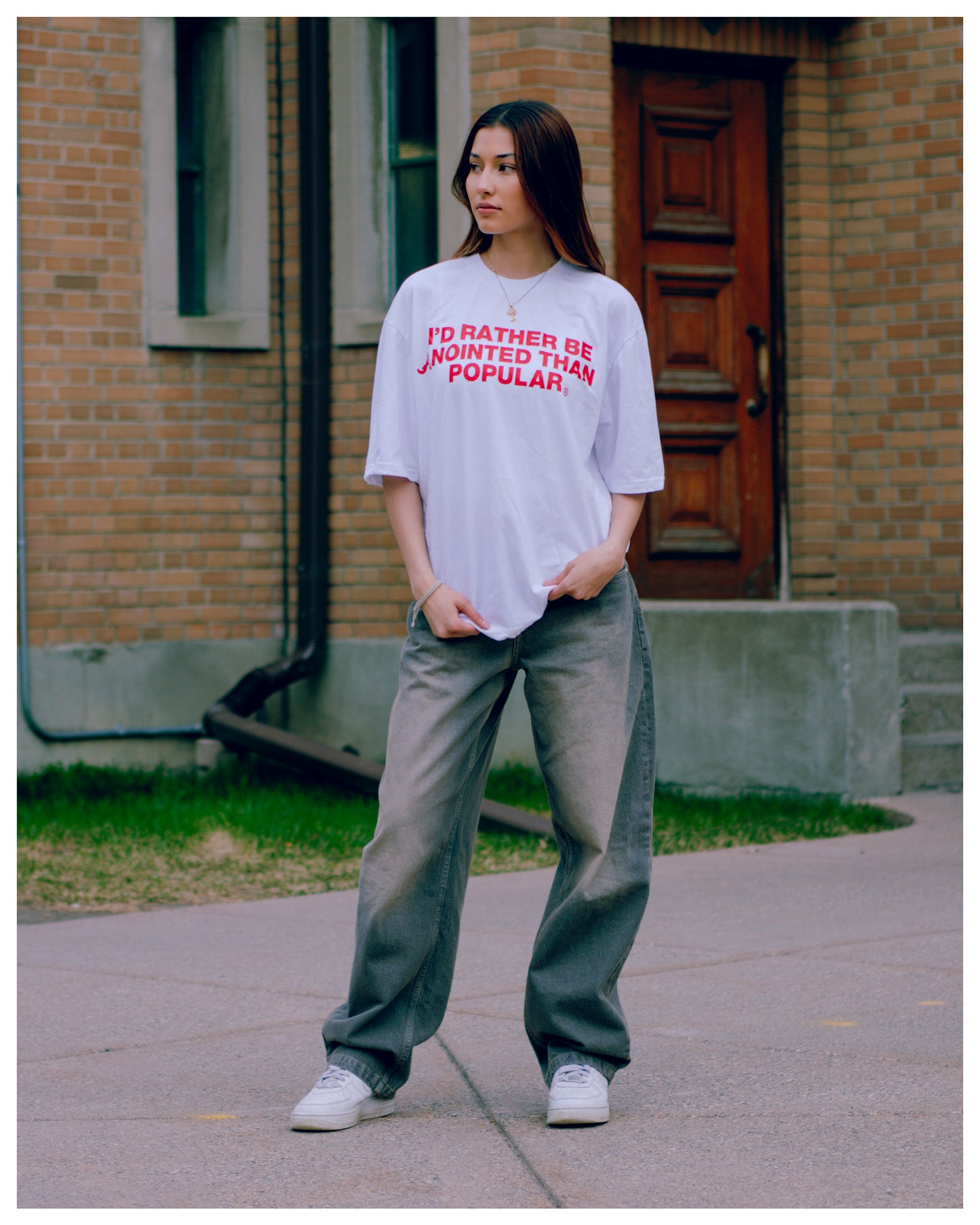 "Anointed Than Popular" Tee White
