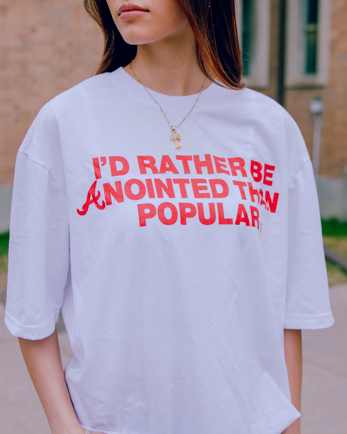 "Anointed Than Popular" Tee White