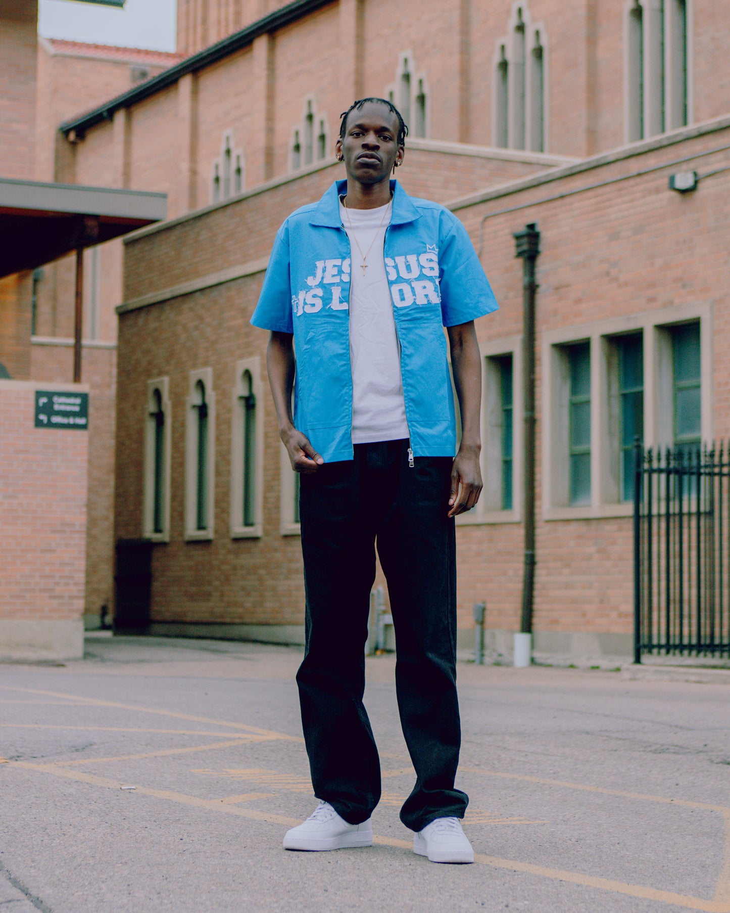 "Jesus Is Lord" Worker Tee Light Blue