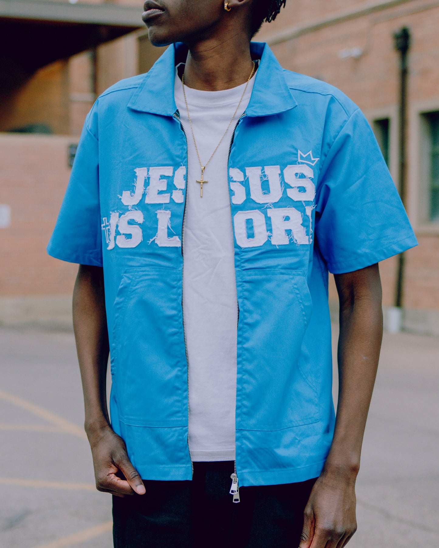 "Jesus Is Lord" Worker Tee Light Blue