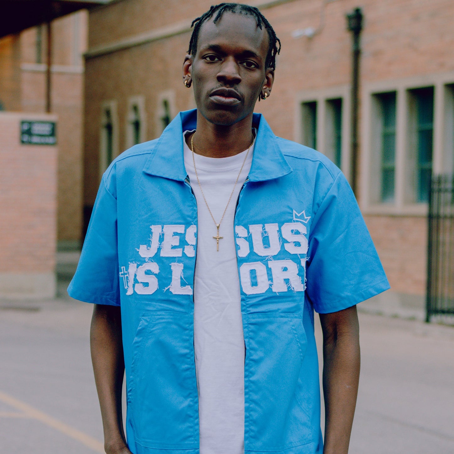 "Jesus Is Lord" Worker Tee Light Blue