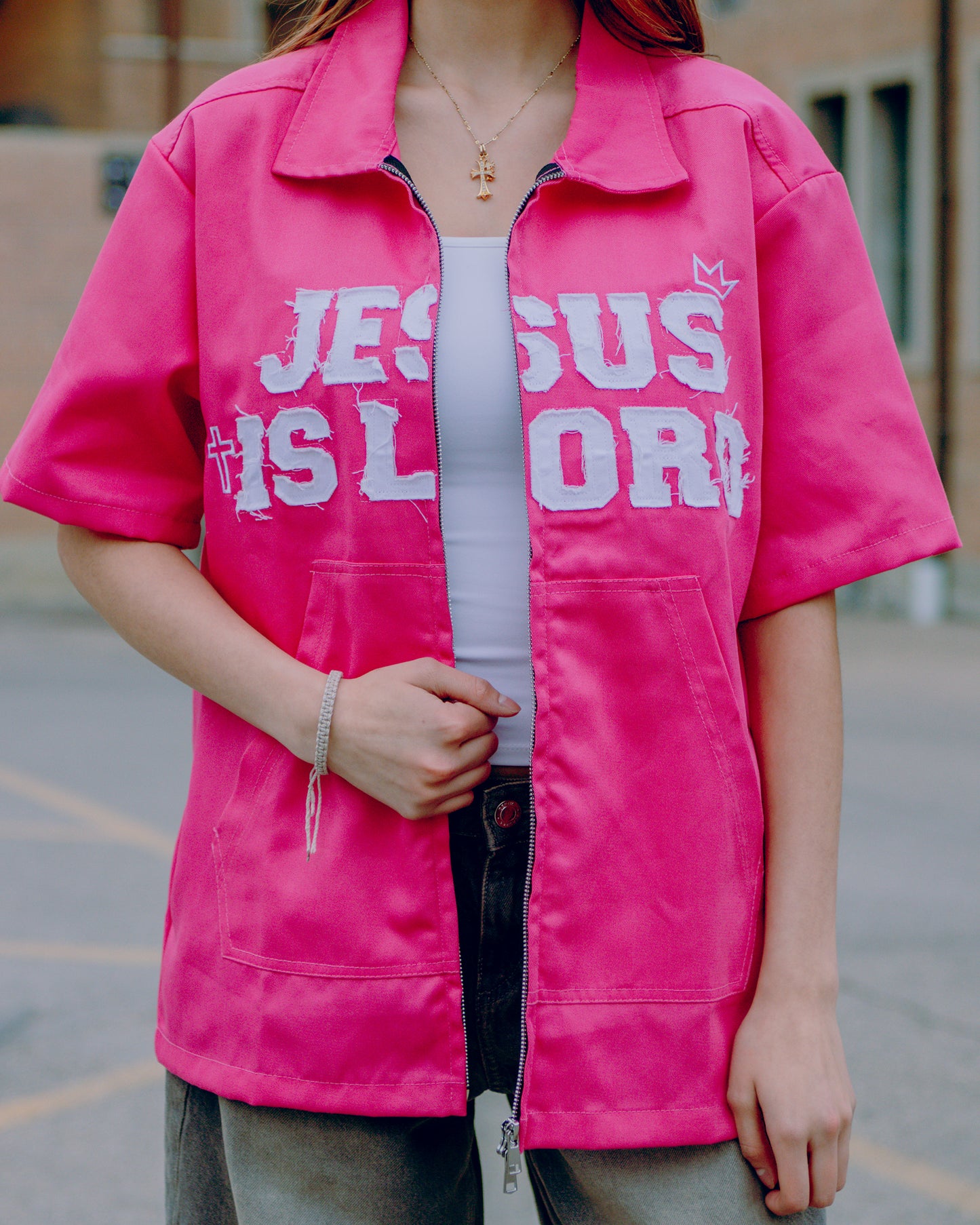 "Jesus Is Lord" Worker Tee Pink