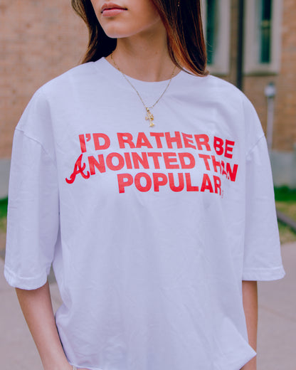 "Anointed Than Popular" Tee White